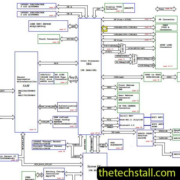 Microsoft Surface Pro 4 X911788-009 Schematic Diagram