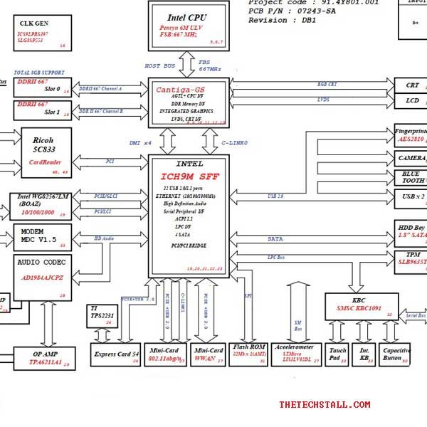 HP Elitebook 2730P NORN 2.0 4Y801 07243 Schematic Diagram