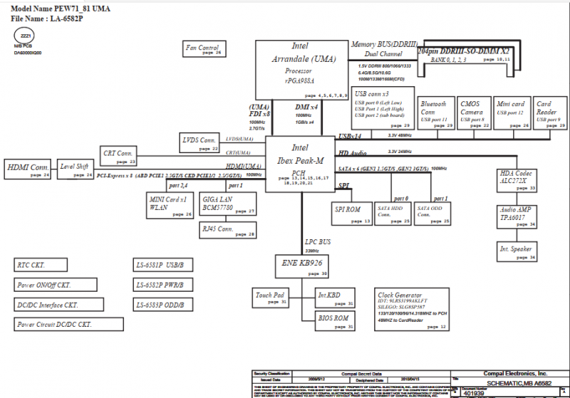 Acer Aspire 5733_5742Z LA-6582P Rev 1.0 Schematic Diagram