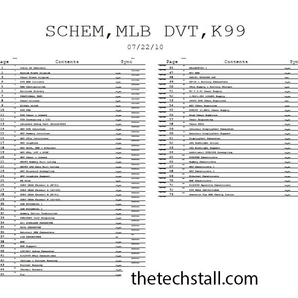 Apple MacBook Air A1370 K99_MLB 051-8379 820-2796-A Rev4.4.0 (07-22-2010) Schematic