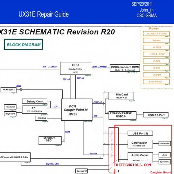 Asus UX31E Rev3.2 Repair Guide and schematic diagram