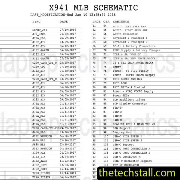 Apple MacBook Pro A1989 820-00850-A Schematic Diagram