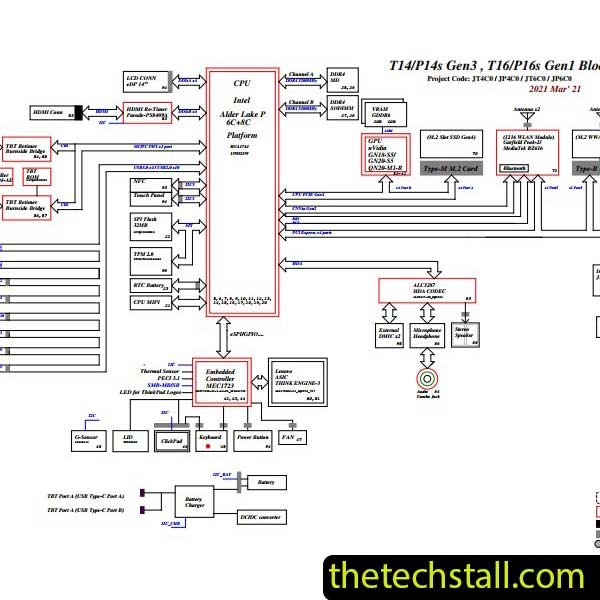 Lenovo ThinkPad T14 Gen 3 NM-D882 REV0.1 Schematic Diagram