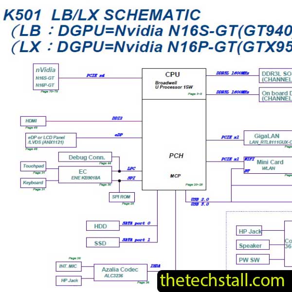 ASUS K501LX Rev 0.1 Schematic Diagram