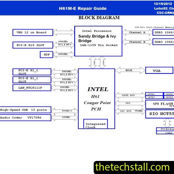 ASUS H61M-E Repair Guide and Schematic Diagram