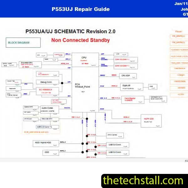 Asus P553UA UJ Rev 2.0 Repair Guide and Schematic Diagram