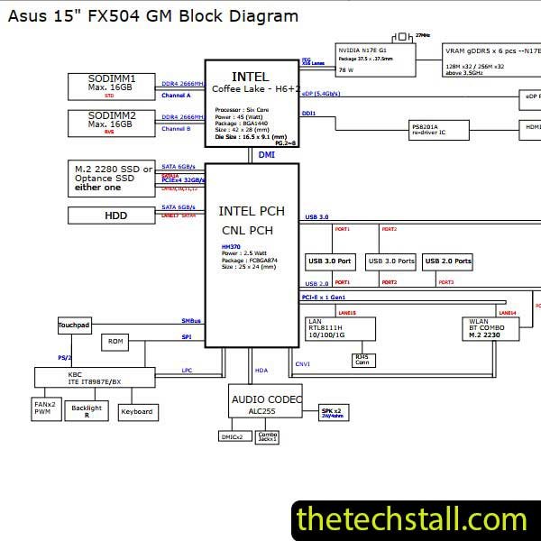 Asus TUF Gaming FX504GM DABKLIMBAB0 FX80GM Schematic Diagram