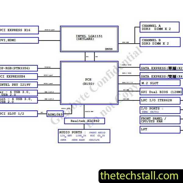 GIGABYTE GA-B150M D3H-DDR3 REV. 1.0 Schematic Diagram