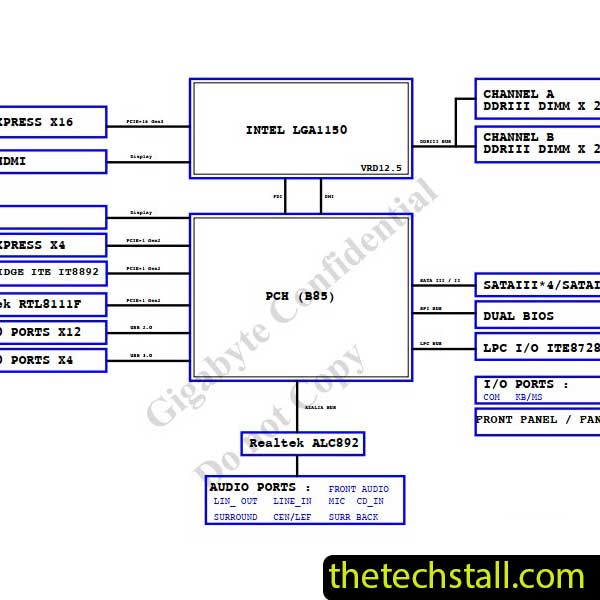 GIGABYTE GA-B85M D3H REV 1.1 Schematic Diagram