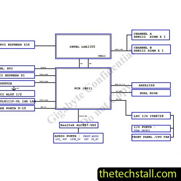 GIGABYTE GA-H61M-S2PV REV 2.2 Schematic Diagram