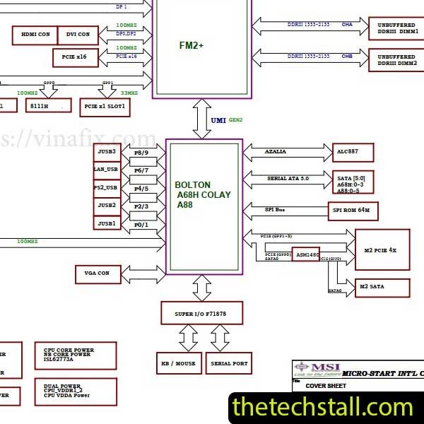 MSI A68HM GAMING MS-7A83 REV1.1 Schematic Diagram