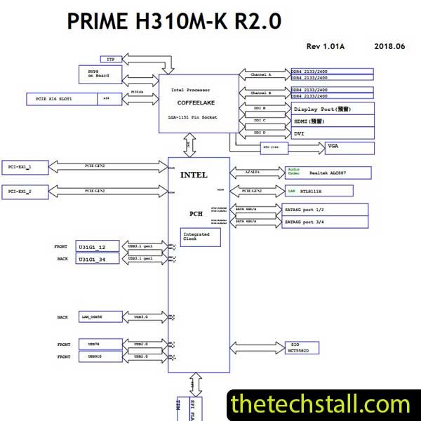 ASUS Prime H310M-K R2.0 Rev1.01A Schematic Diagram