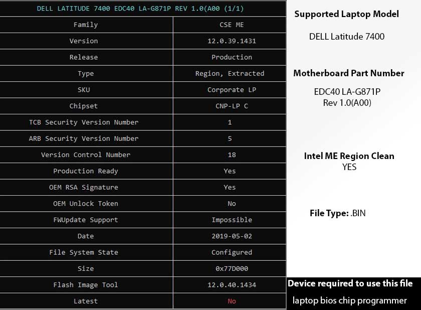 LA-G871P-REV1.0-Clean-ME-BIOS-BIN-File-of-DELL-Latitude-7400