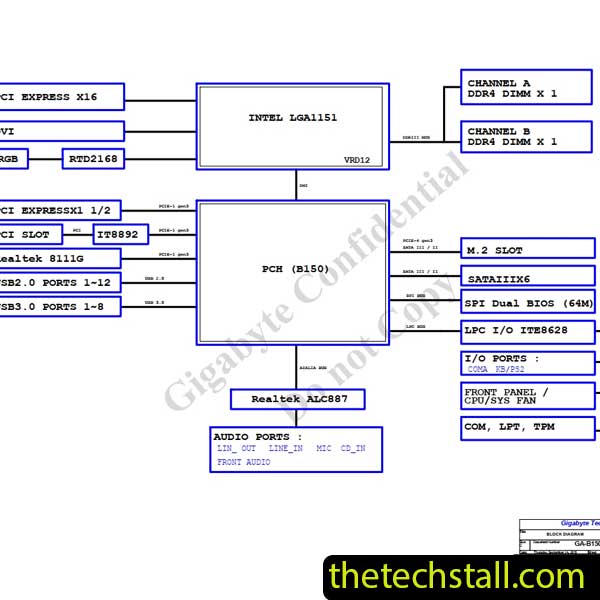 Gigabyte GA-B150M-D3V Rev1.0 Schematic Diagram