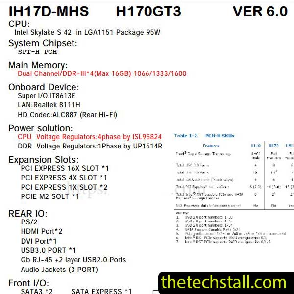 Biostar H170GT3 IH17D-MHS Schematic Diagram