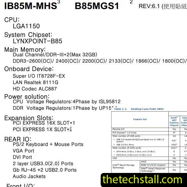 Biostar HIFI B85S1/B85MGS1 IB85M-MHS Schematic Diagram