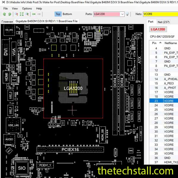Gigabyte B460M D2VX SI BoardView File