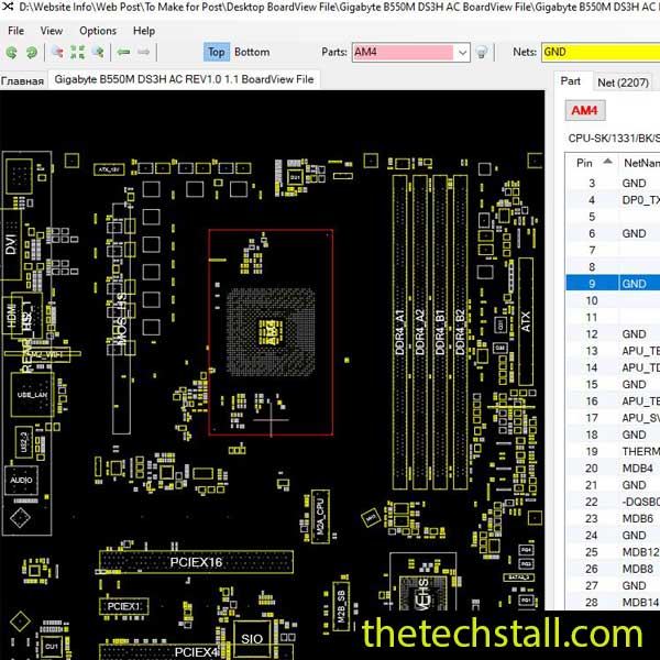 Gigabyte B550M DS3H AC BoardView File
