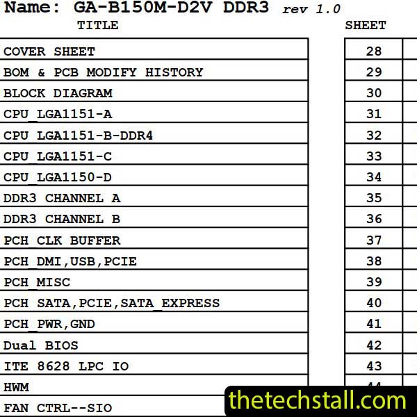 Gigabyte GA-B150M-D2V DDR3 Schematic Diagram