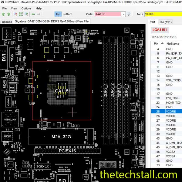 Gigabyte GA-B150M-DS3H DDR3 BoardView File