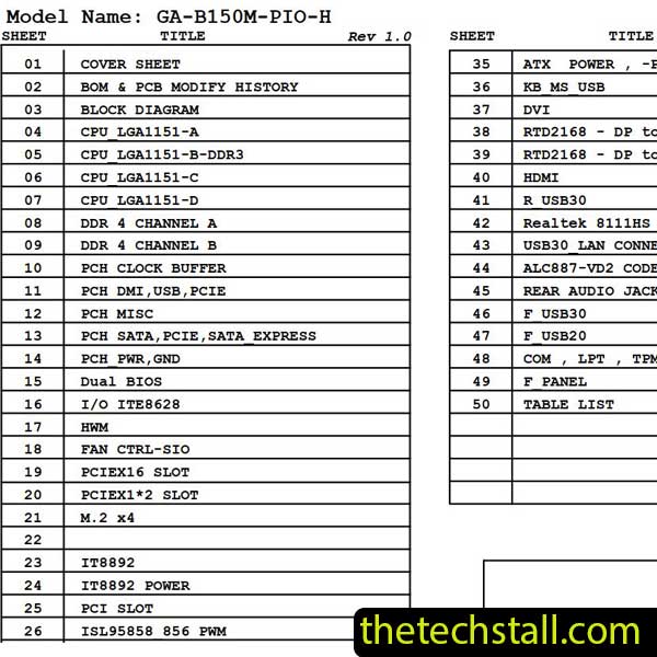 Gigabyte GA-B150M-PIO-H Schematic Diagram