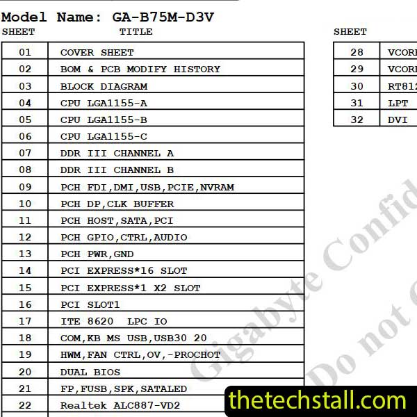Gigabyte GA-B75M-D3V Schematic Diagram