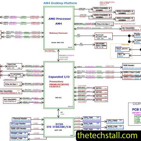 Lenovo Legion T5-26AMR5 ECS B550A4-LM Schematic Diagram