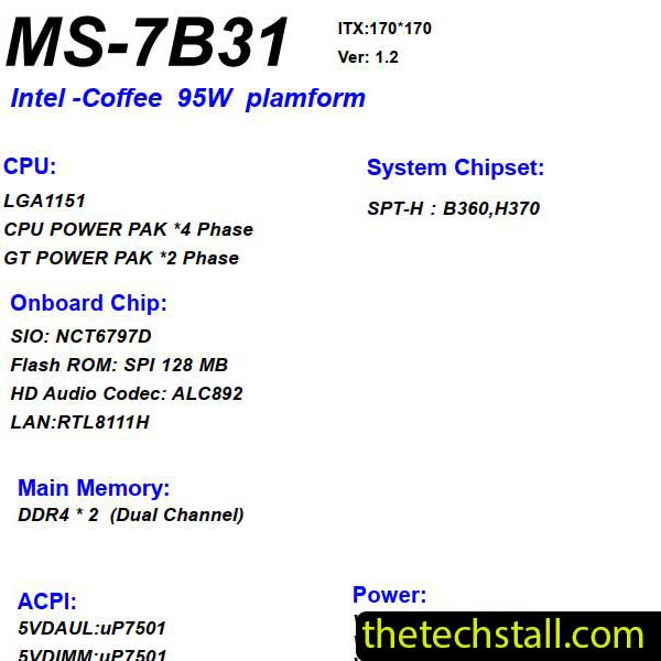 MSI B360I GAMING PRO AC MS-7B31 Schematic Diagram