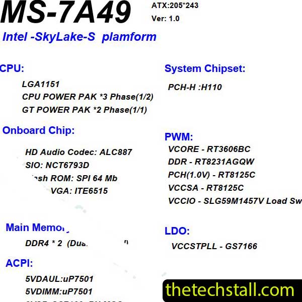 MSI H110M PRO-VDL MS-7A49 Schematic Diagram