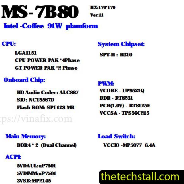 MSI H310I PRO MS-7B80 Schematic Diagram