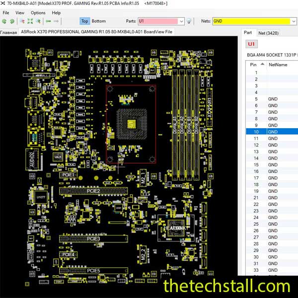 ASRock X370 PROFESSIONAL GAMING 80-MXB4L0-A01 BoardView File