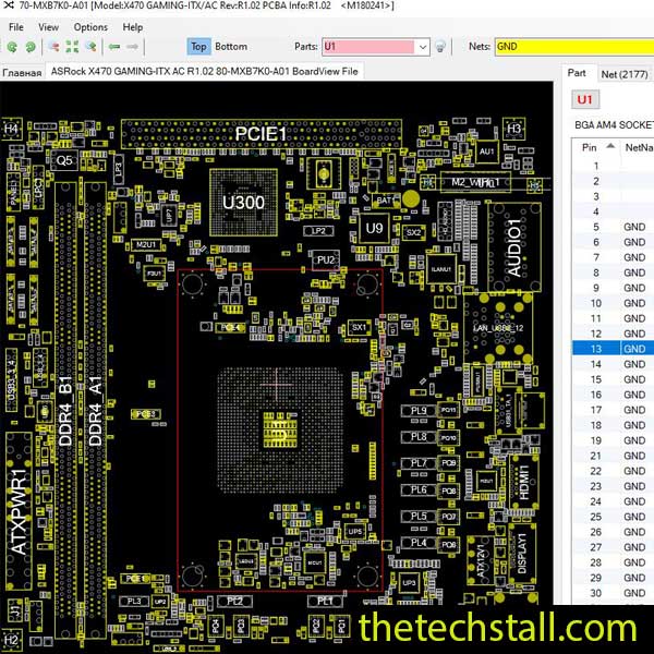 ASRock X470 GAMING-ITX AC 80-MXB7K0-A01 BoardView File