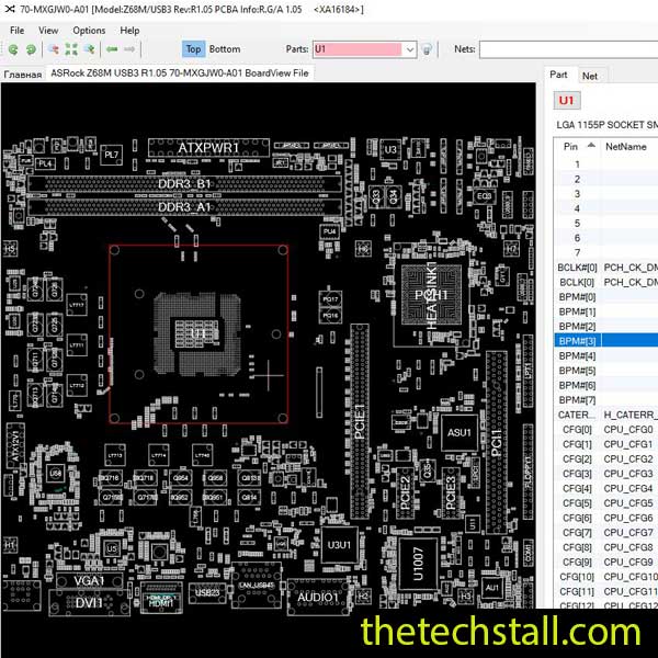 ASRock Z68M USB3 70-MXGJW0-A01 BoardView File