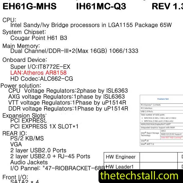 Biostar IH61MC-Q3 EH61G-MHS Schematic Diagram