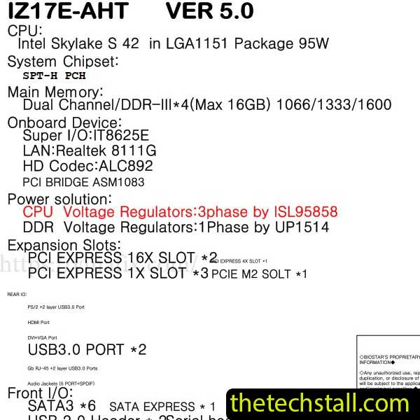Biostar Racing Z170GT7 IZ17E-AHT Schematic Diagram