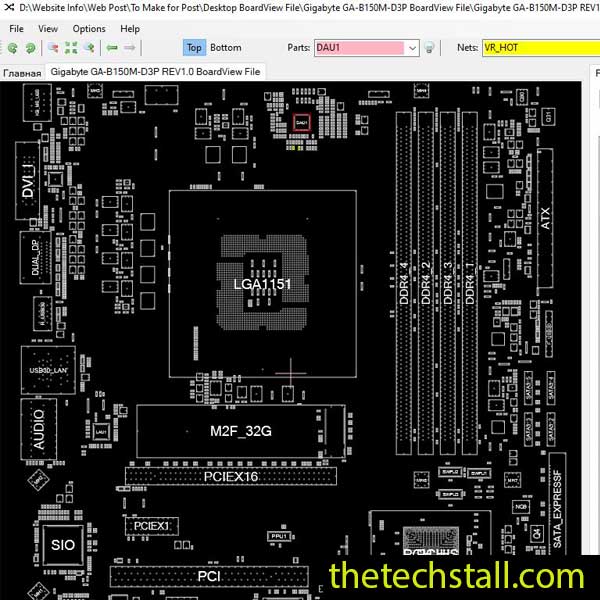 Gigabyte GA-B150M-D3P BoardView File