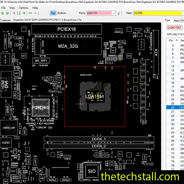 Gigabyte GA-B150M-GAMING PIO BoardView File