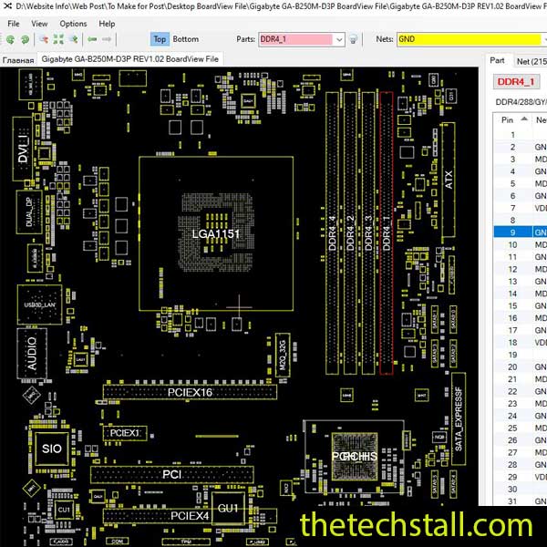 Gigabyte GA-B250M-D3P BoardView File