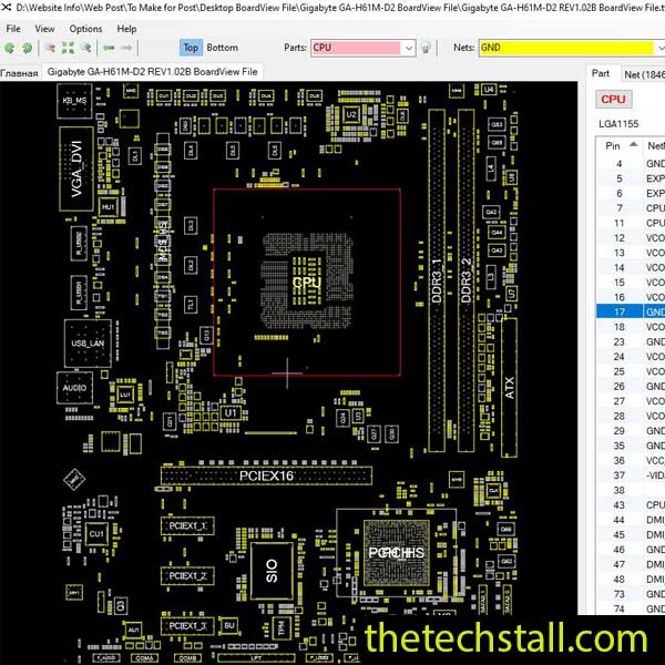 Gigabyte GA-H61M-D2 BoardView File