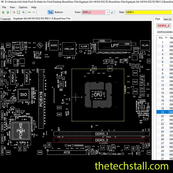 Gigabyte GA-H61M-DS2 R2 BoardView File