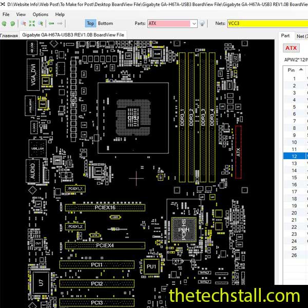 Gigabyte GA-H67A-USB3 BoardView File
