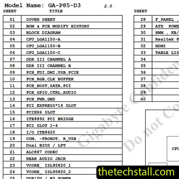 Gigabyte GA-P85-D3 Schematic Diagram