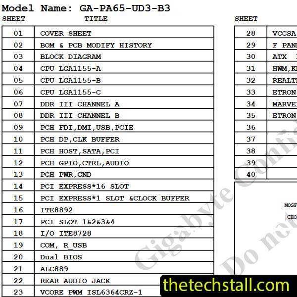 Gigabyte GA-PA65-UD3-B3 Schematic Diagram