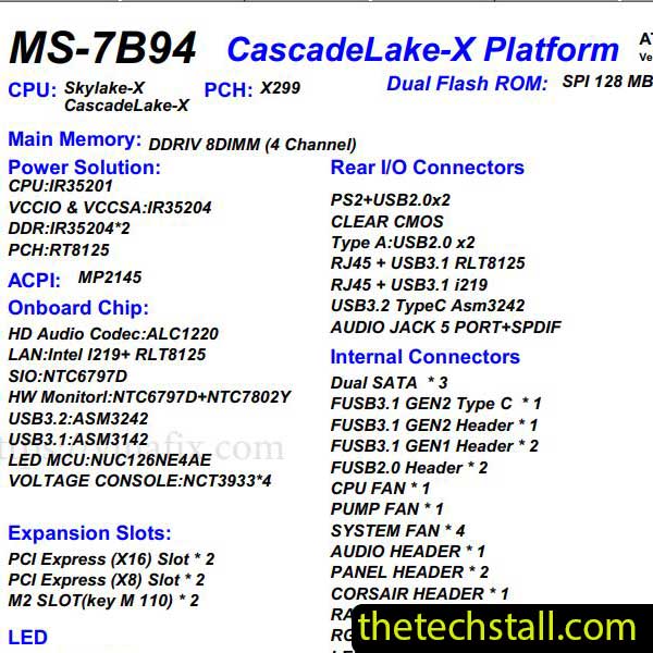 MSI X299 PRO MS-7B94 Schematic Diagram