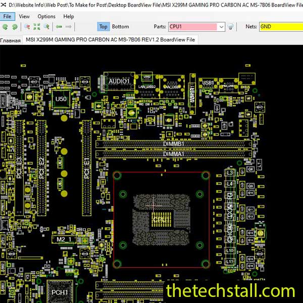 MSI X299M GAMING PRO CARBON AC MS-7B06 BoardView File