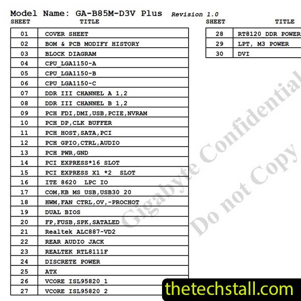 Gigabyte GA-B85M-D3V PLUS Schematic Diagram