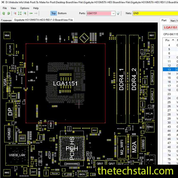 Gigabyte H310MSTX-HD3 BoardView File