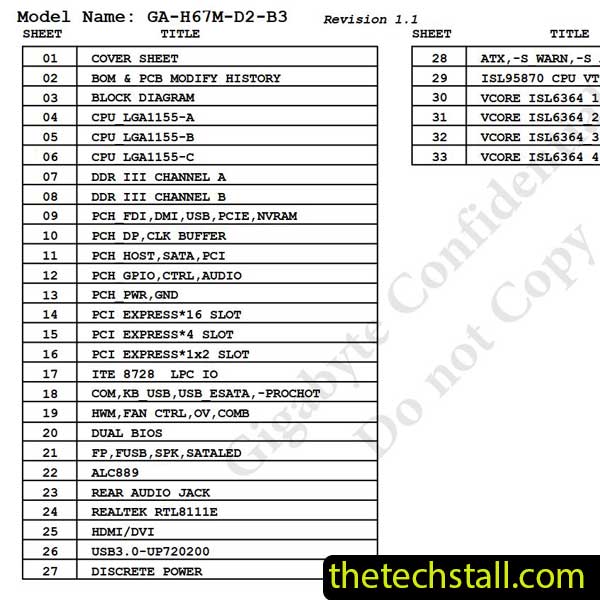 Gigabyte GA-H67M-D2-B3 Schematic Diagram