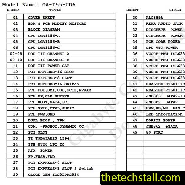 Gigabyte GA-P55-UD6 Schematic Diagram