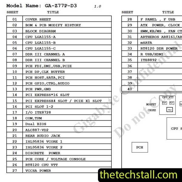 Gigabyte GA-Z77P-D3 Schematic Diagram
